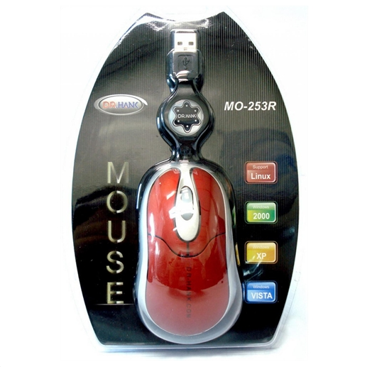 DR. HANK MOUSE ÓPTICAL USB - MO-253RPX1E VERMELHO RETRÁTI